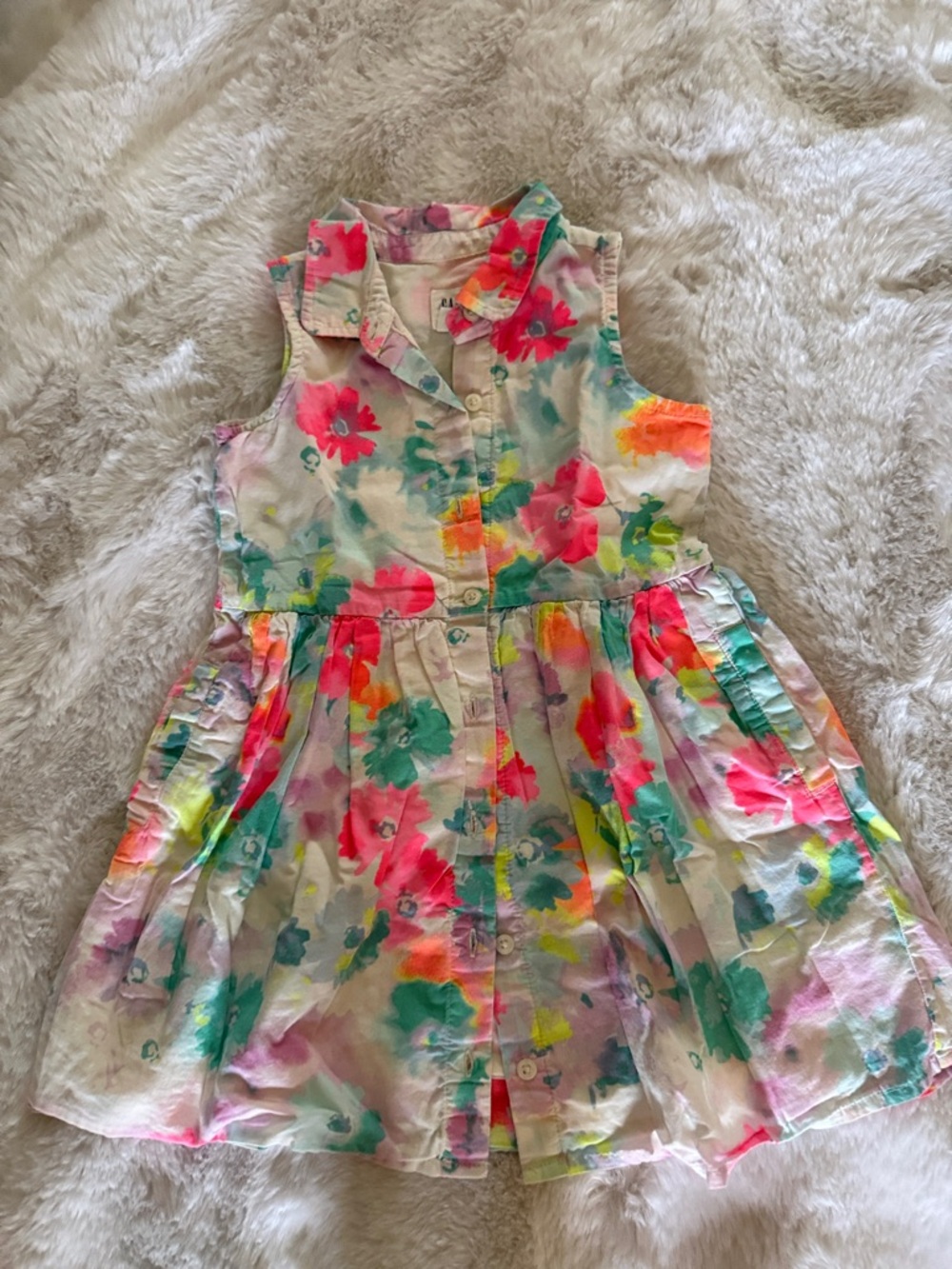 GAP Kids Neon Watercolor Floral Dress